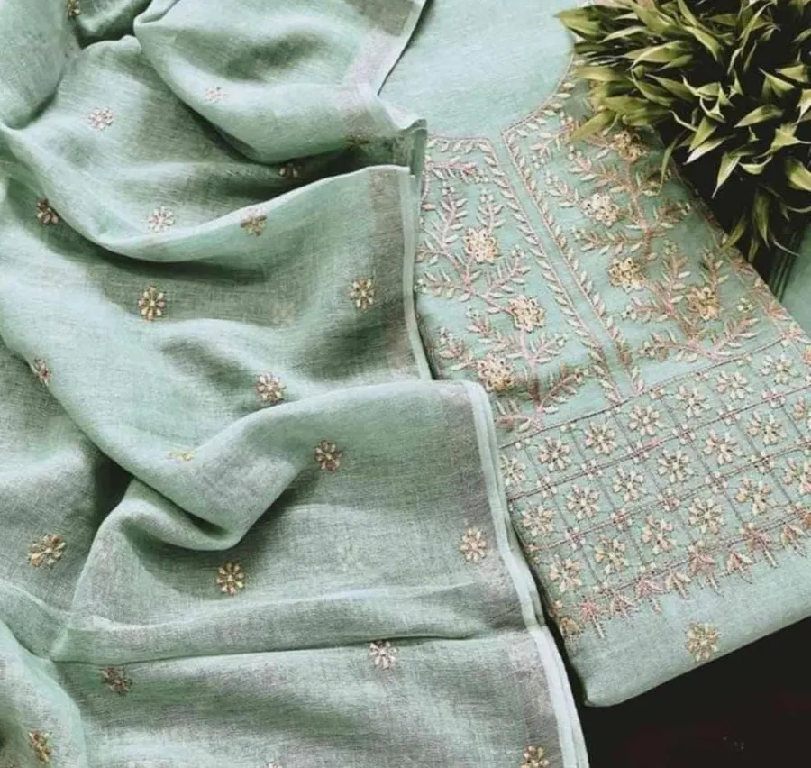 Premium Cotton Linen Dress Material Set - 3 Piece Set